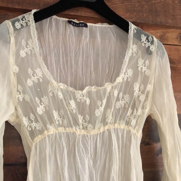 Sandro Blouse lace sleeves - Picture 2 of 8
